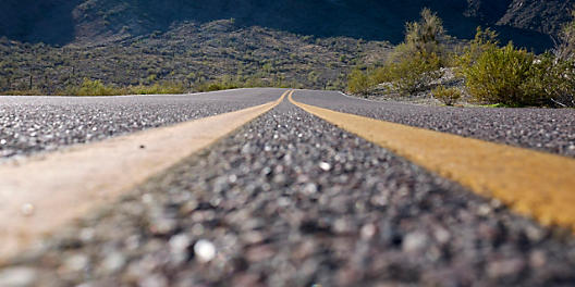 A highway with polymer modified asphalt.